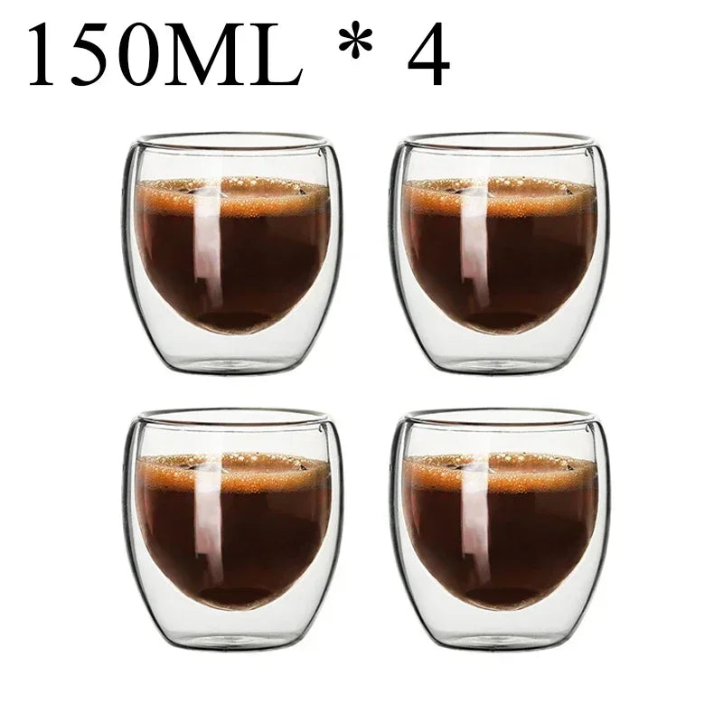 2-18PCS Double Wall High Borosilicate Glass Mug Heat Resistant Tea Milk Juice Coffee Water Cup Bar Drinkware Gift Creativity Set Quick Pick Grocers